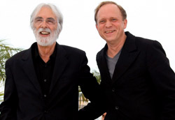 Michael Haneke e l'attore Ulrich Tukur alla presentazione di Das Weisse Band