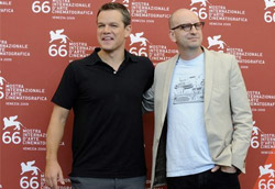 Matt Damon e Steven Soderbergh al photoshoot di The Informant